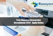 Teva Chemical Researcher Recruitment 2020 - Apply Online