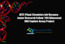 BITS Pilani Chemistry Job Vacancy - Junior Research Fellow