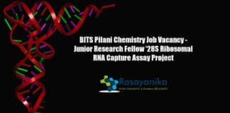 BITS Pilani Chemistry Job Vacancy - Junior Research Fellow