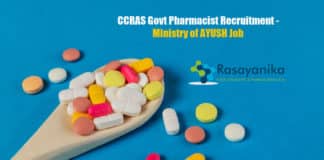 CCRAS Govt Pharmacist Recruitment - Ministry of AYUSH Job