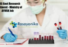 CCRAS Govt Research Recruitment - Ministry of AYUSH Job