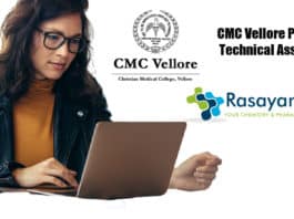 CMC Vellore Technical Assistant Recruitment 2020 – Pharma Jobs