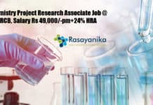 Chemistry Project Research Associate Job @ RCB, Salary Rs 49,000/-pm+24% HRA