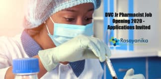 DVC Jr Pharmacist Job Opening 2020 - Applications Invited