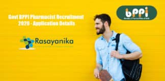 Govt BPPI Pharmacist Recruitment 2020 - Application Details