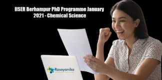 IISER Berhampur PhD Programme January 2021 - Chemical Science