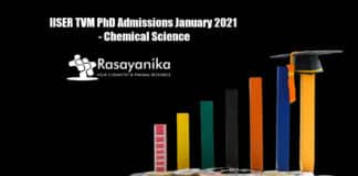 IISER TVM PhD Admissions January 2021 - Chemical Science