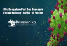 IISc Bengaluru Post Doc Research Fellow Vacancy - COVID -19 Project