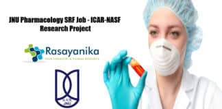 JNU Pharmacology SRF Job - ICAR-NASF Research Project