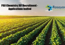 PAU Chemistry JRF Recruitment - Applications Invited