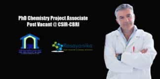 PhD Chemistry Project Associate Post Vacant @ CSIR-CBRI