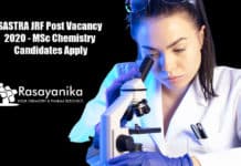 SASTRA JRF Post Vacancy 2020 - MSc Chemistry Candidates Apply