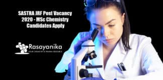 SASTRA JRF Post Vacancy 2020 - MSc Chemistry Candidates Apply