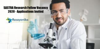 SASTRA Research Fellow Vacancy 2020 - Applications Invited