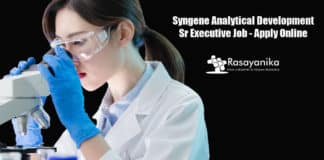 Syngene Analytical Development Sr Executive Job - Apply Online