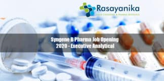 Syngene B Pharma Job Opening 2020 - Executive Analytical, Syngene B Pharma Job Pharma job opening 2020, Pharma Executive Analytical