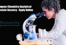 Syngene Chemistry Analytical Associate Vacancy - Apply Online