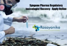 Syngene Pharma Regulatory toxicologist Vacancy - Apply Online