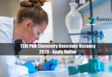 TERI PhD Chemistry Associate Vacancy 2020 - Apply Online