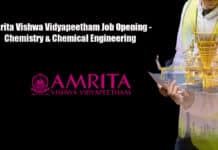 Amrita Vishwa Vidyapeetham Job Opening - Chemistry & Chemical Engineering