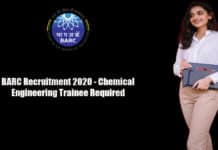 BARC Recruitment 2020 - Chemical Engineering Trainee Required