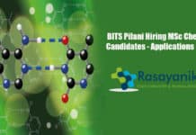 BITS Pilani Hiring MSc Chemistry Candidates - Applications Details