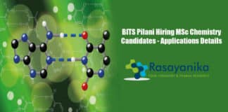 BITS Pilani Hiring MSc Chemistry Candidates - Applications Details