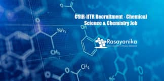 CSIR-IITR Recruitment - Chemical Science & Chemistry Job