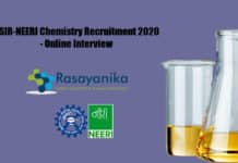 CSIR-NEERI Chemistry Recruitment 2020 - Online Interview