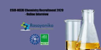 CSIR-NEERI Chemistry Recruitment 2020 - Online Interview