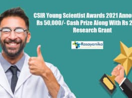 CSIR Young Scientist Awards 2021 Announced – Rs 50,000/- Cash Prize Along With Rs 25 Lakh Research Grant