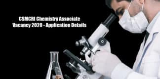 CSMCRI Chemistry Associate Vacancy 2020 - Application Details