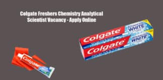 Colgate Chemistry Analytical Scientist Vacancy - Apply Online