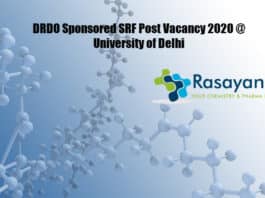 DRDO Sponsored SRF Post Vacancy 2020 @ University of Delhi