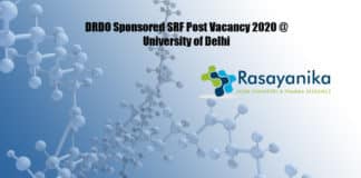 DRDO Sponsored SRF Post Vacancy 2020 @ University of Delhi