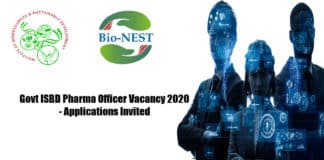 Govt ISBD Pharma Officer Vacancy 2020 - Applications Invited