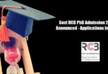 Govt RCB PhD Admission 2021 Announced - Applications Invited