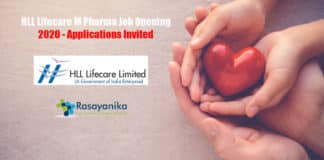 HLL Lifecare M Pharma Job Opening 2020 - Applications Invited