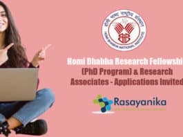 Homi Bhabha Research Fellowship (PhD Program) & Research Associates - Applications Invited