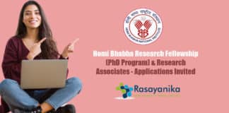 Homi Bhabha Research Fellowship (PhD Program) & Research Associates - Applications Invited