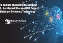 IISER Kolkata Chemistry Recruitment 2020 - Har-Govind Khorana IYBA Project