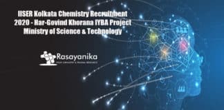 IISER Kolkata Chemistry Recruitment 2020 - Har-Govind Khorana IYBA Project