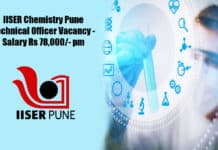 IISER Pune Technical Officer Vacancy - Salary Rs 78,000/- pm