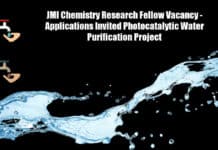 JMI Chemistry Research Fellow Vacancy - Applications Invited Photocatalytic Water Purification Project