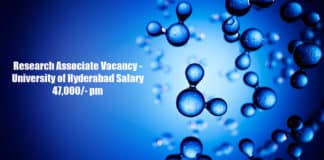 Research Associate Vacancy - University of Hyderabad EPSRC Sponsored Research Project