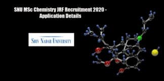 SNU MSc Chemistry JRF Recruitment 2020 - Application Details