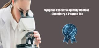 Syngene Executive Quality Control - Chemistry & Pharma Job
