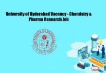 University of Hyderabad Vacancy - Chemistry & Pharma Research Job