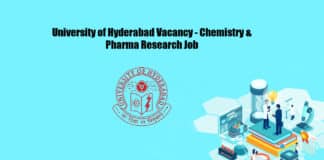 University of Hyderabad Vacancy - Chemistry & Pharma Research Job