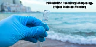 CSIR-NIO BSc Chemistry Job Opening - Project Assistant Vacancy